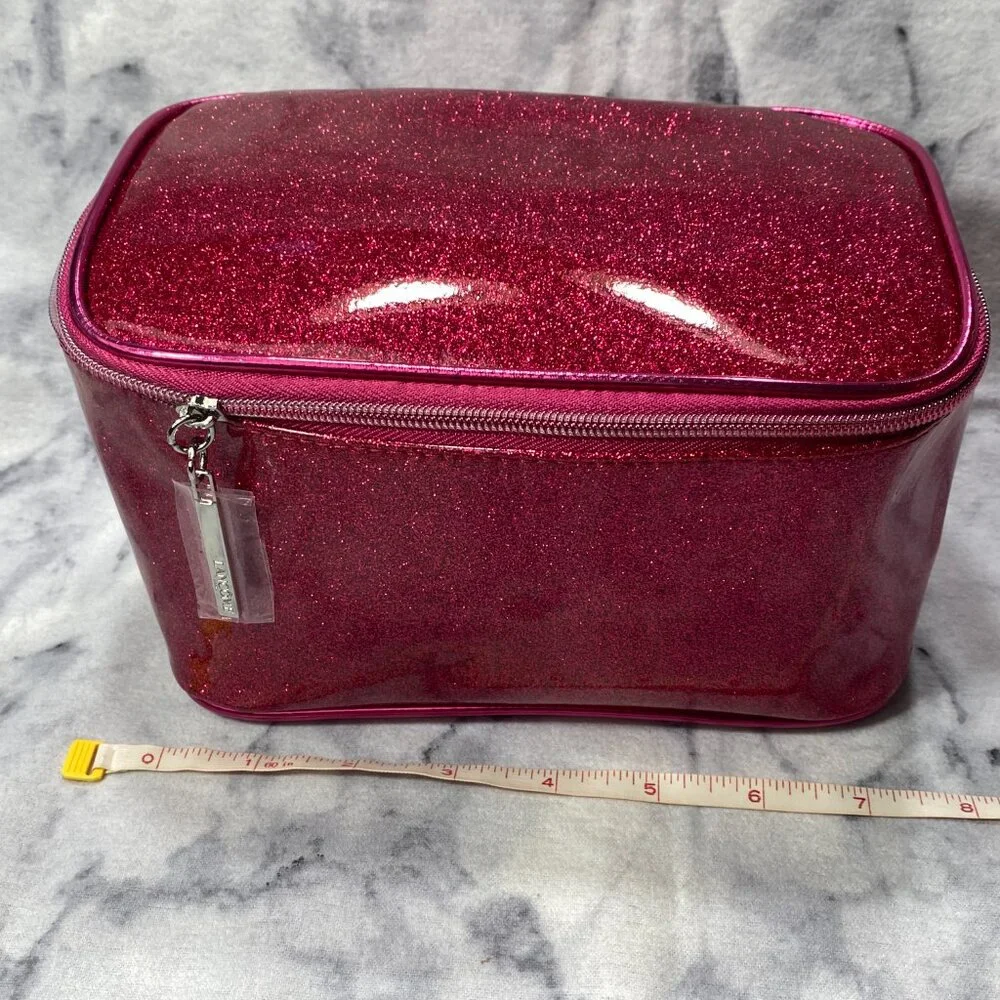 Lancome Beauty Gift Set-Sparkly Red Pouch,Eye Cream,Remover,Mascara-4pc-NEW